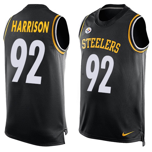 Men's Limited James Harrison Nike Jersey Black - #92 Player Name & Number Tank Top NFL Pittsburgh Steelers